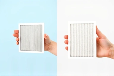Comparison of used vs. new air purifier filter.